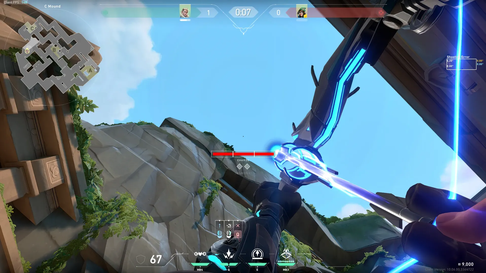 Sova Shock Bolt on Lotus Attack Site C — step 4 of 7: Aim — line up the shot