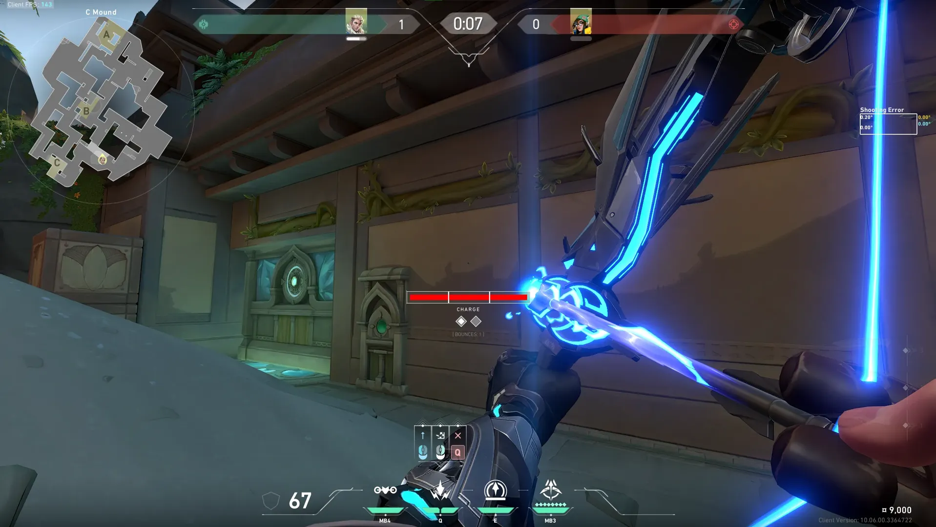 Sova Shock Bolt on Lotus Attack Site C — step 6 of 7: Aim — line up the shot