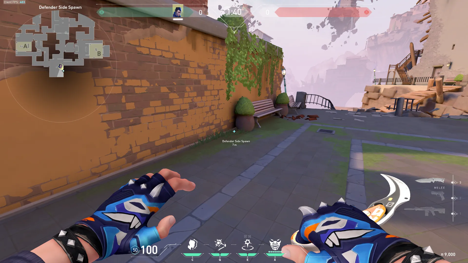 Defenders Spawn to A Bricks/front — Yoru lineup on Ascent