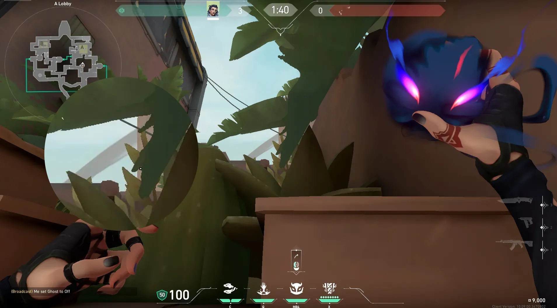 Fade Haunt on Bind Attack Site A — step 2 of 4: Aim — line up the shot