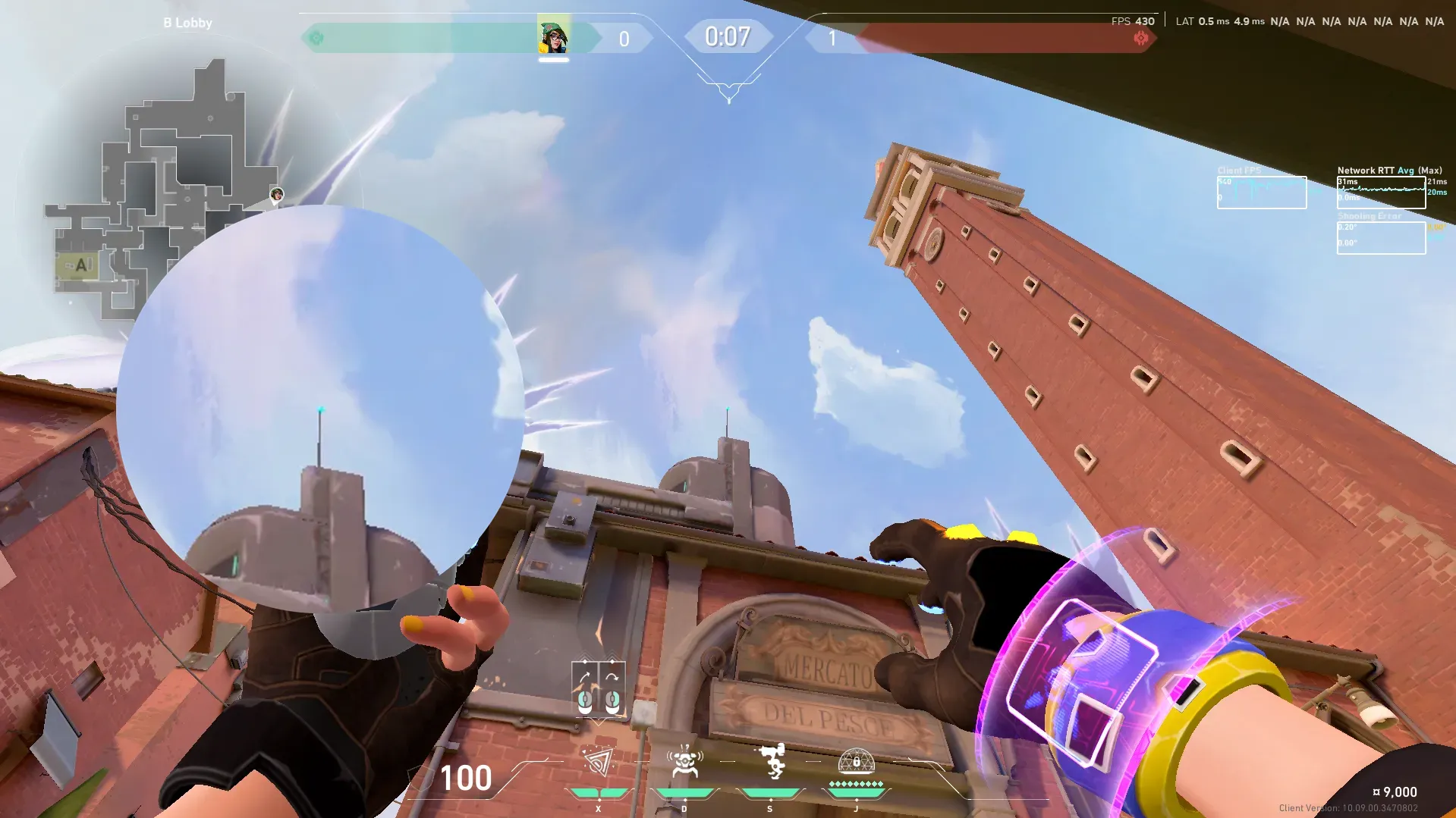 Killjoy Nanoswarm on Ascent Attack Site B — step 2 of 3: Aim — line up the shot