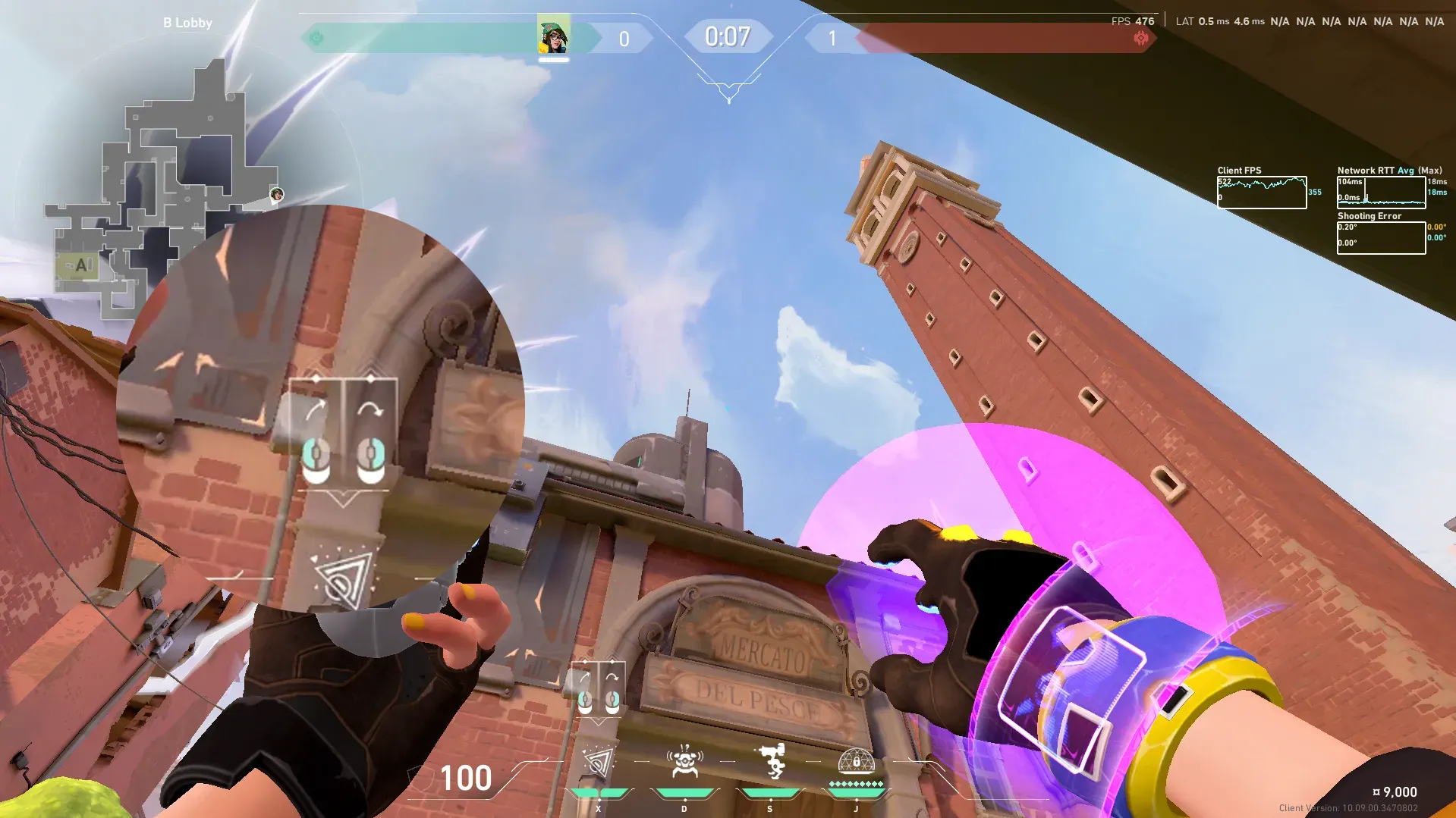 Killjoy Nanoswarm on Ascent Attack Site B — step 2 of 3: Aim — line up the shot