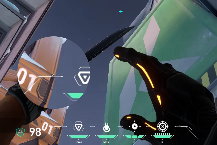 Brimstone Incendiary on Icebox Attack Site B — step 3 of 4: Aim — line up the shot