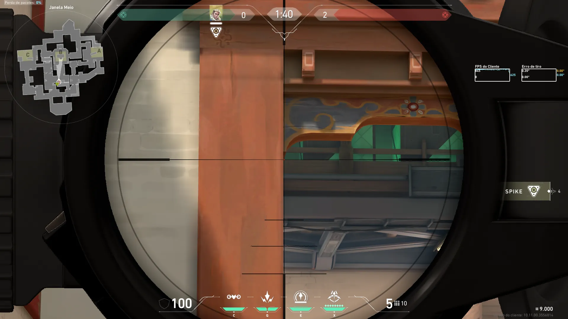 Sova Recon Bolt on Haven Attack Site B — step 2 of 4: Aim — line up the shot