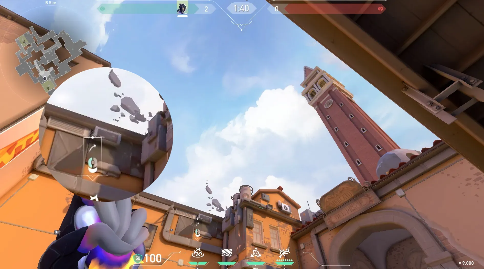 Vyse Razorvine on Ascent Defense Mid — step 2 of 4: Aim — line up the shot