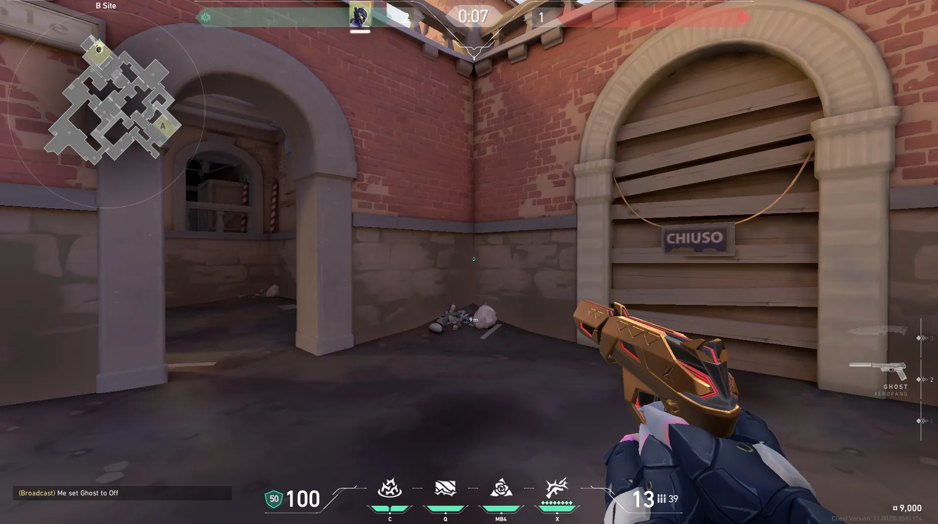 B Backsite Corner to B Main (anti-rush) — Vyse lineup on Ascent
