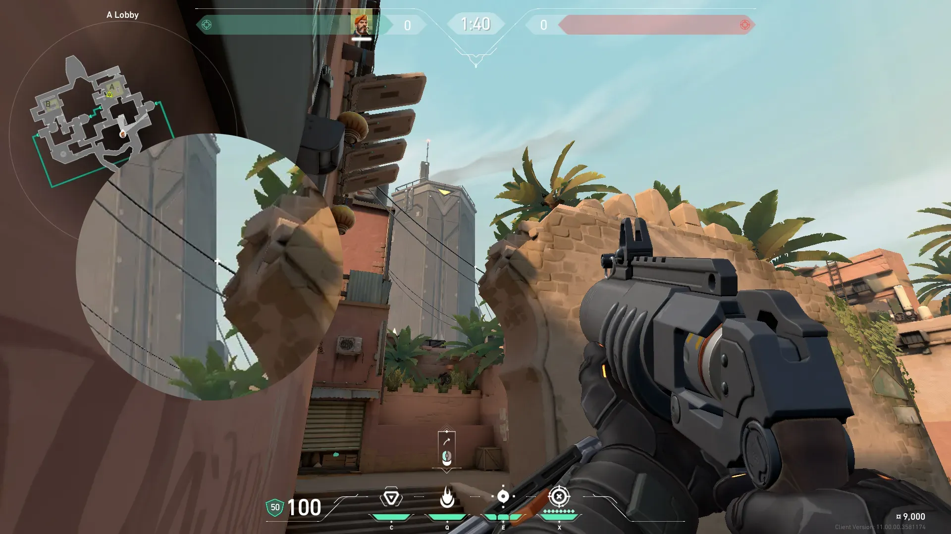 Brimstone Incendiary on Bind Attack Site A — step 2 of 3: Aim — line up the shot
