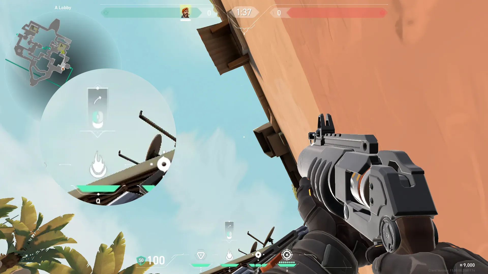 Brimstone Incendiary on Bind Attack Site A — step 2 of 3: Aim — line up the shot