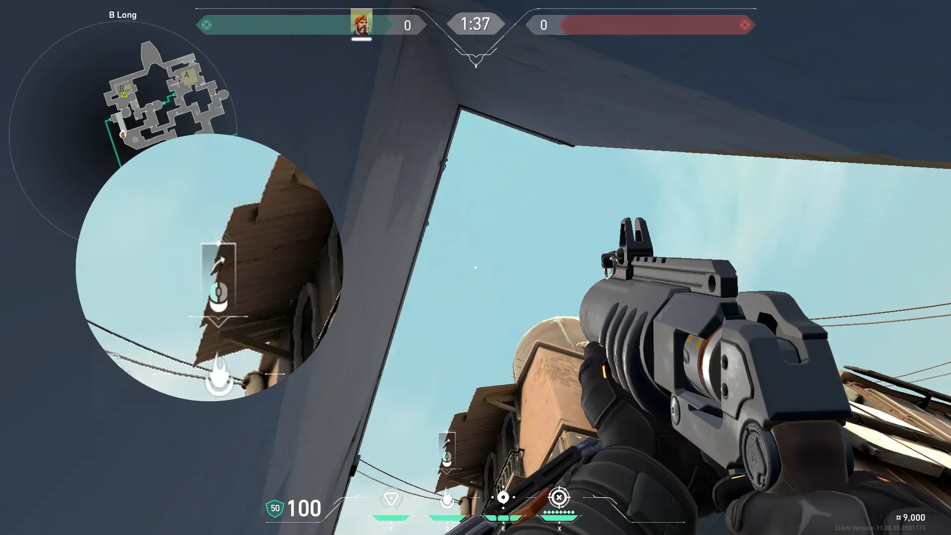 Brimstone Incendiary on Bind Attack Site B — step 2 of 3: Aim — line up the shot
