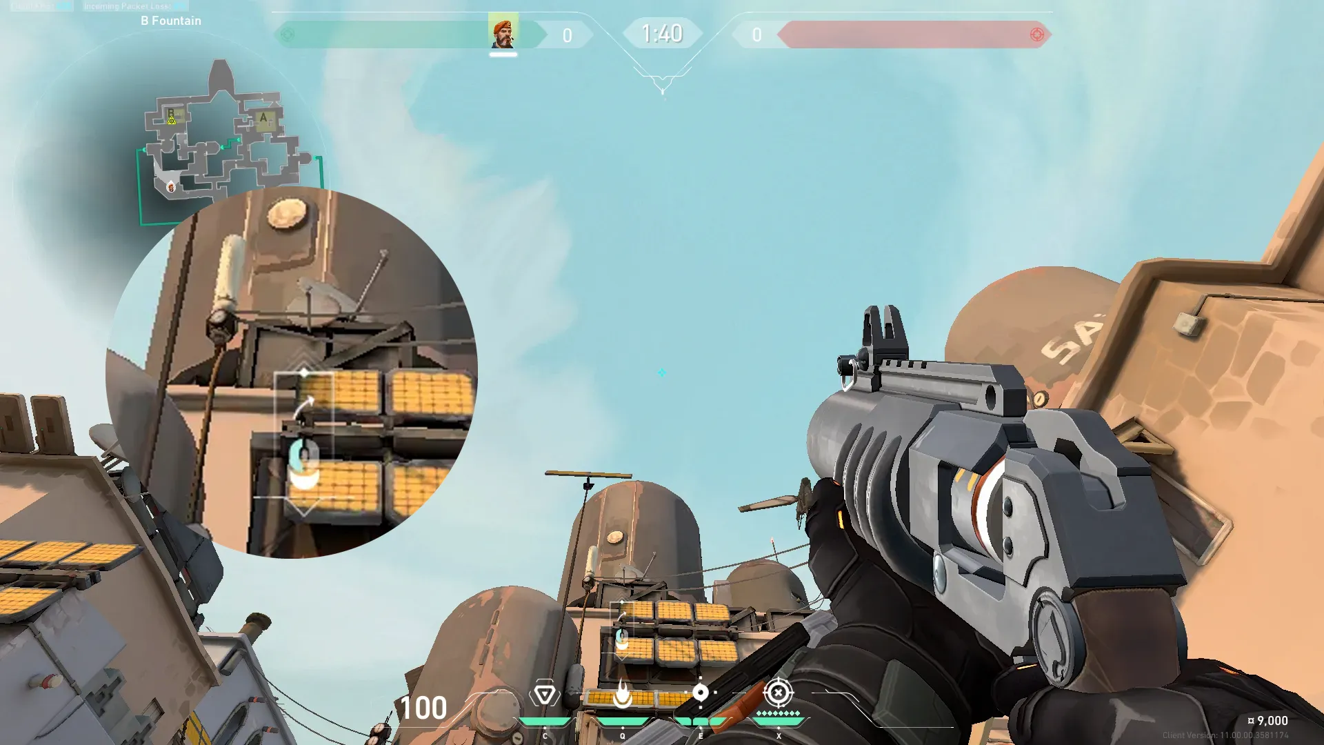 Brimstone Incendiary on Bind Attack Site B — step 2 of 3: Aim — line up the shot