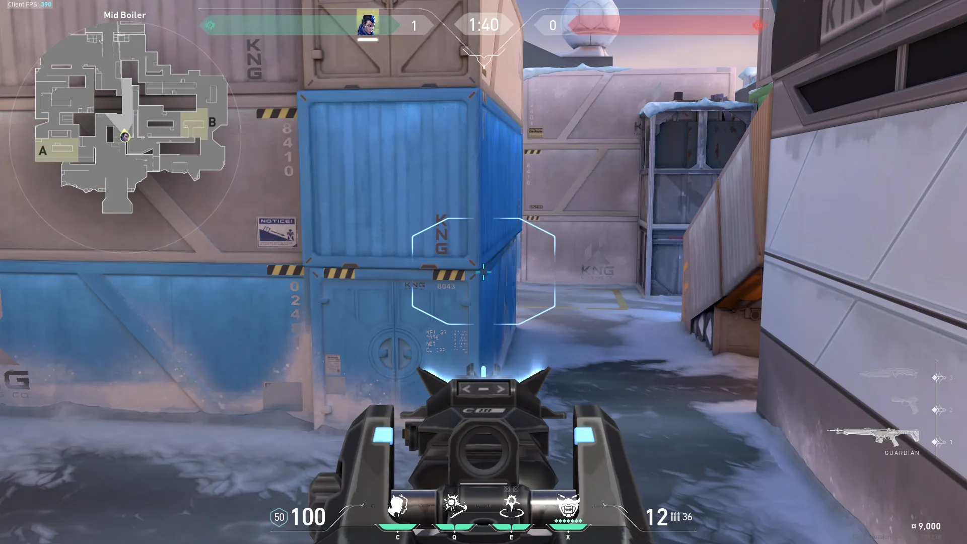 Yoru Gatecrash on Icebox Defense Mid — step 2 of 3: Aim — line up the shot