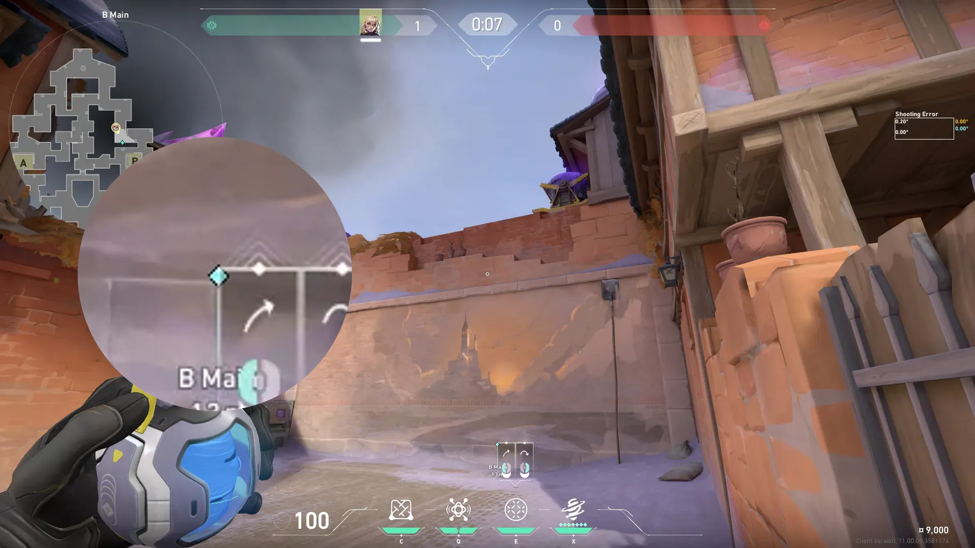 Deadlock GravNet on Corrode Attack Site B — step 2 of 3: Aim — line up the shot