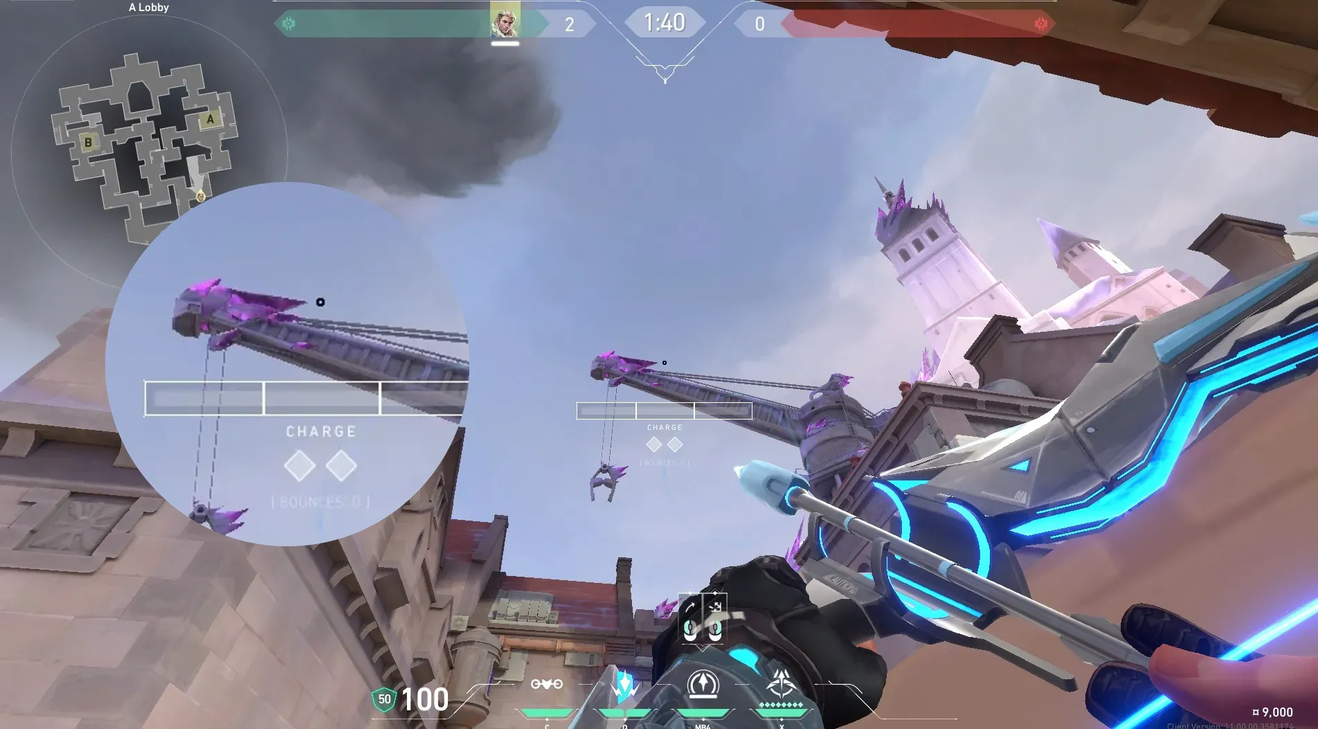 Sova Recon Bolt on Corrode Attack Site A — step 2 of 4: Aim — line up the shot