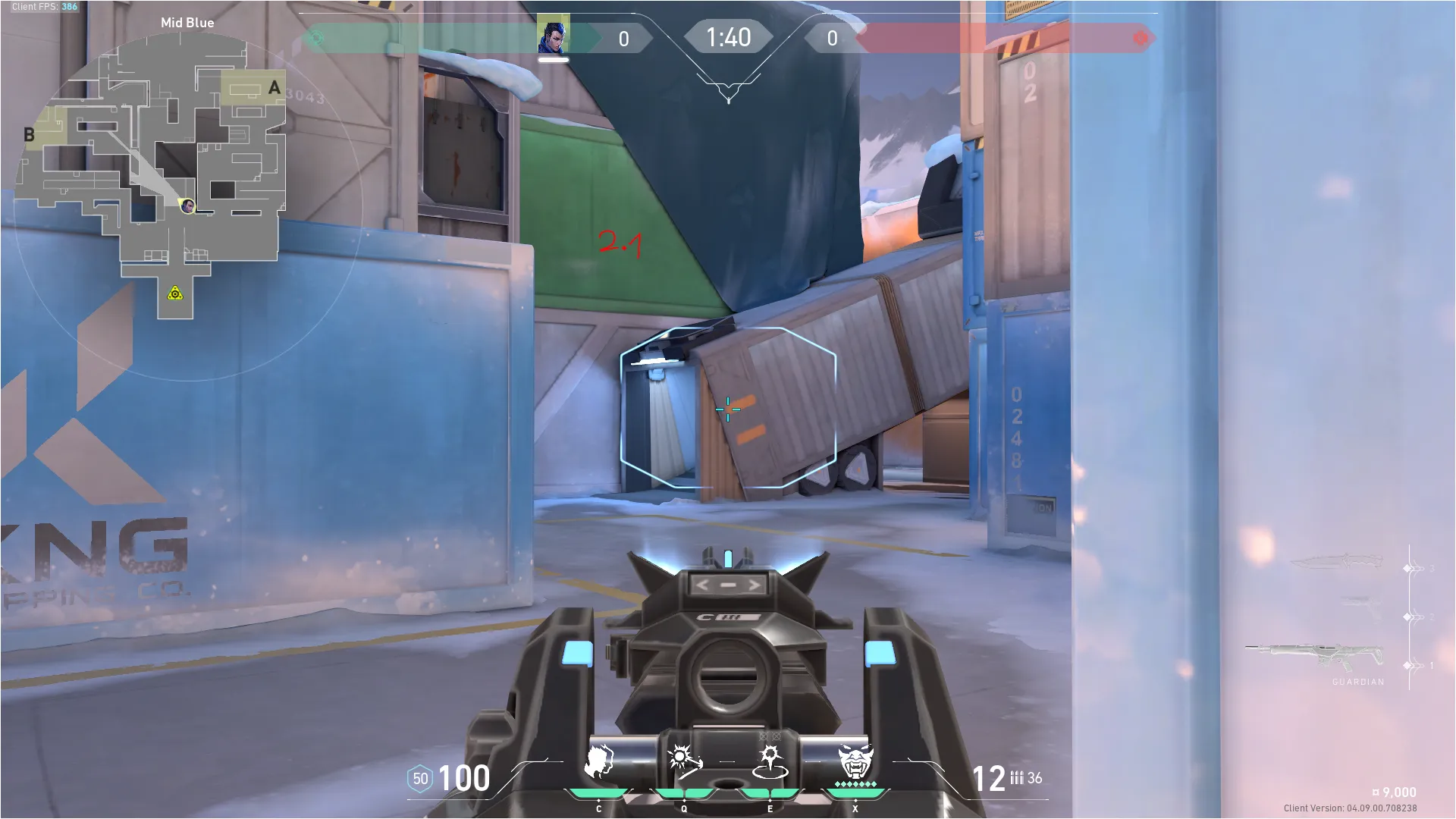 Yoru Gatecrash on Icebox Defense Site B — step 2 of 7: Aim — line up the shot