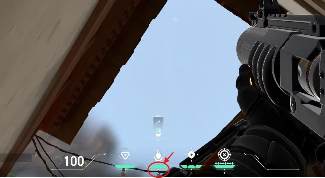 Brimstone Incendiary on Haven Defense Site A — step 2 of 3: Aim — line up the shot