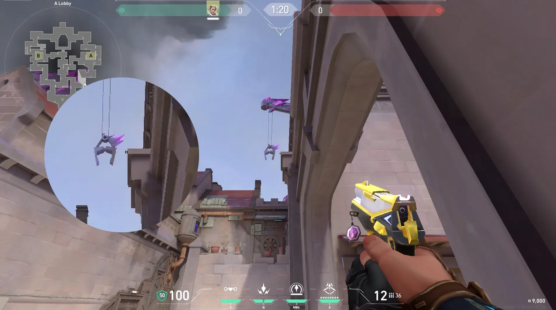 Sova Recon Bolt on Corrode Attack Site A — step 2 of 4: Aim — line up the shot