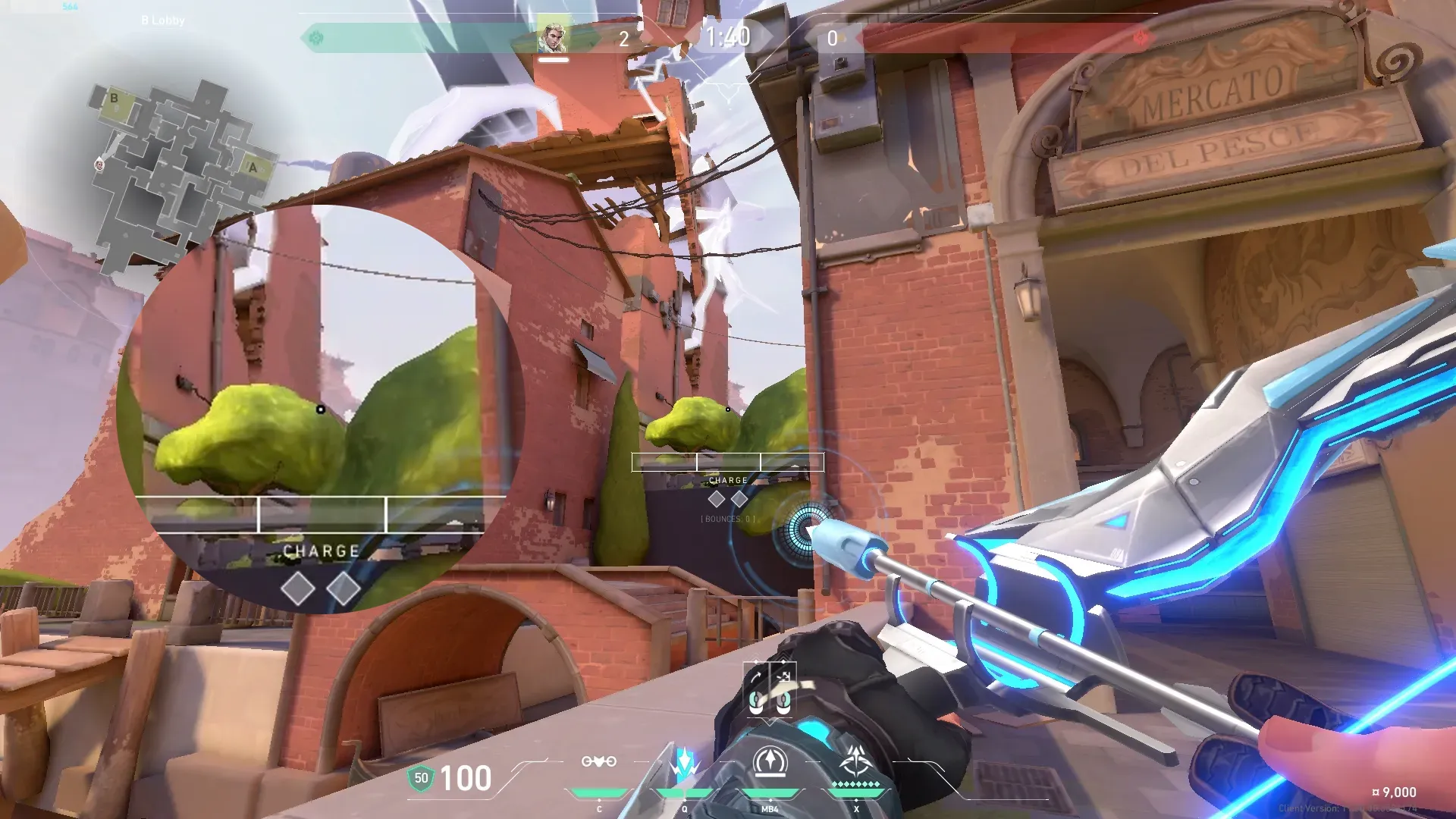 Sova Recon Bolt on Ascent Attack Site B — step 2 of 4: Aim — line up the shot