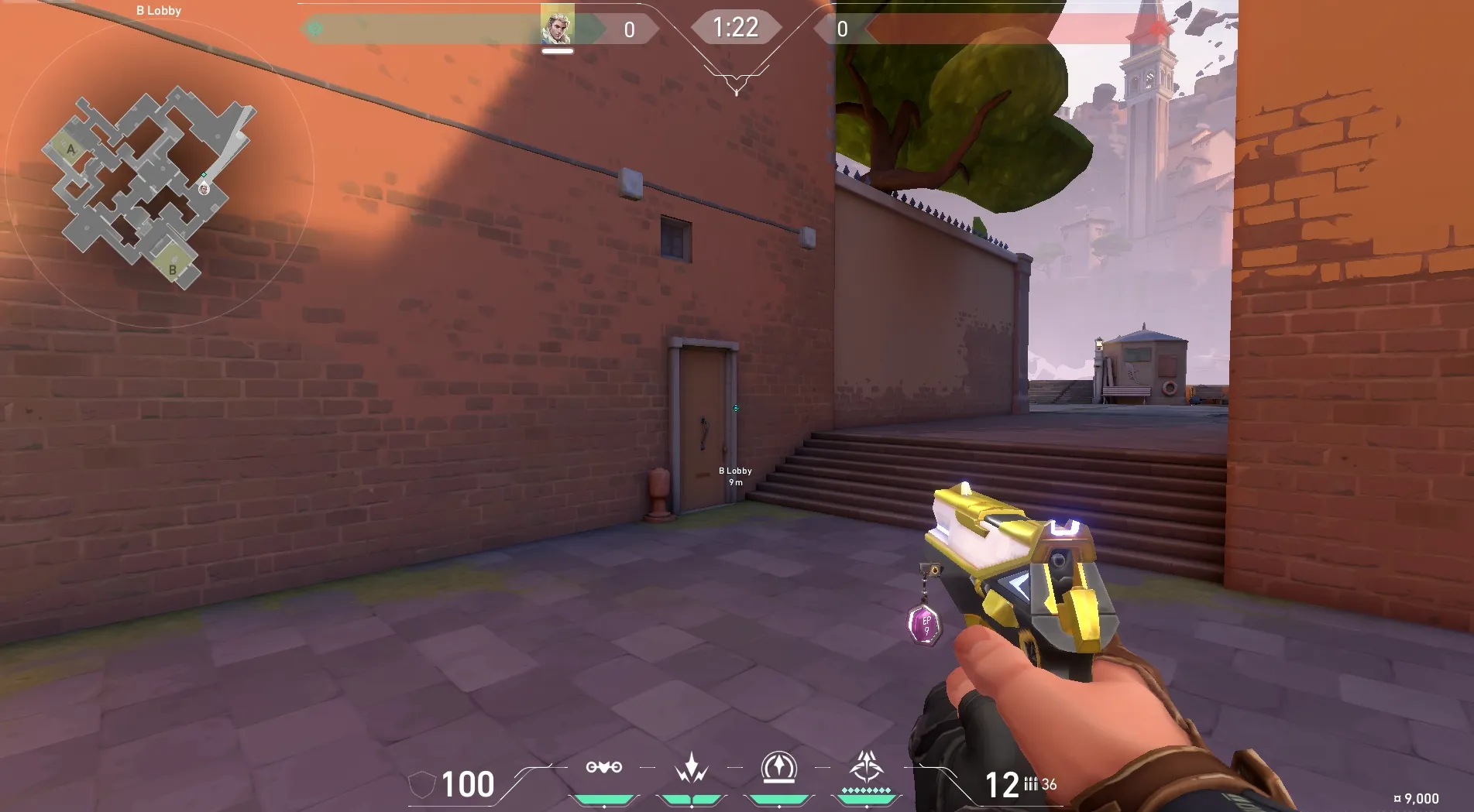 B Lobby Stairs to A Front (fake A) — Sova lineup on Ascent