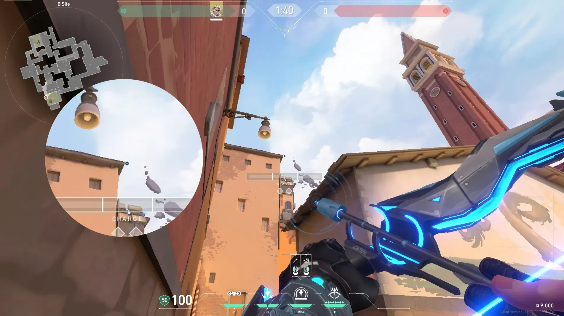 Sova Recon Bolt on Ascent Defense Site A — step 2 of 3: Aim — line up the shot