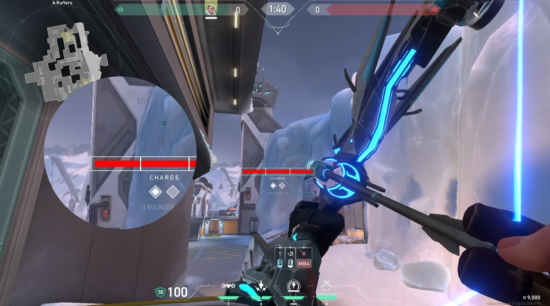 Sova Recon Bolt on Icebox Defense Site B — step 4 of 5: Aim — line up the shot