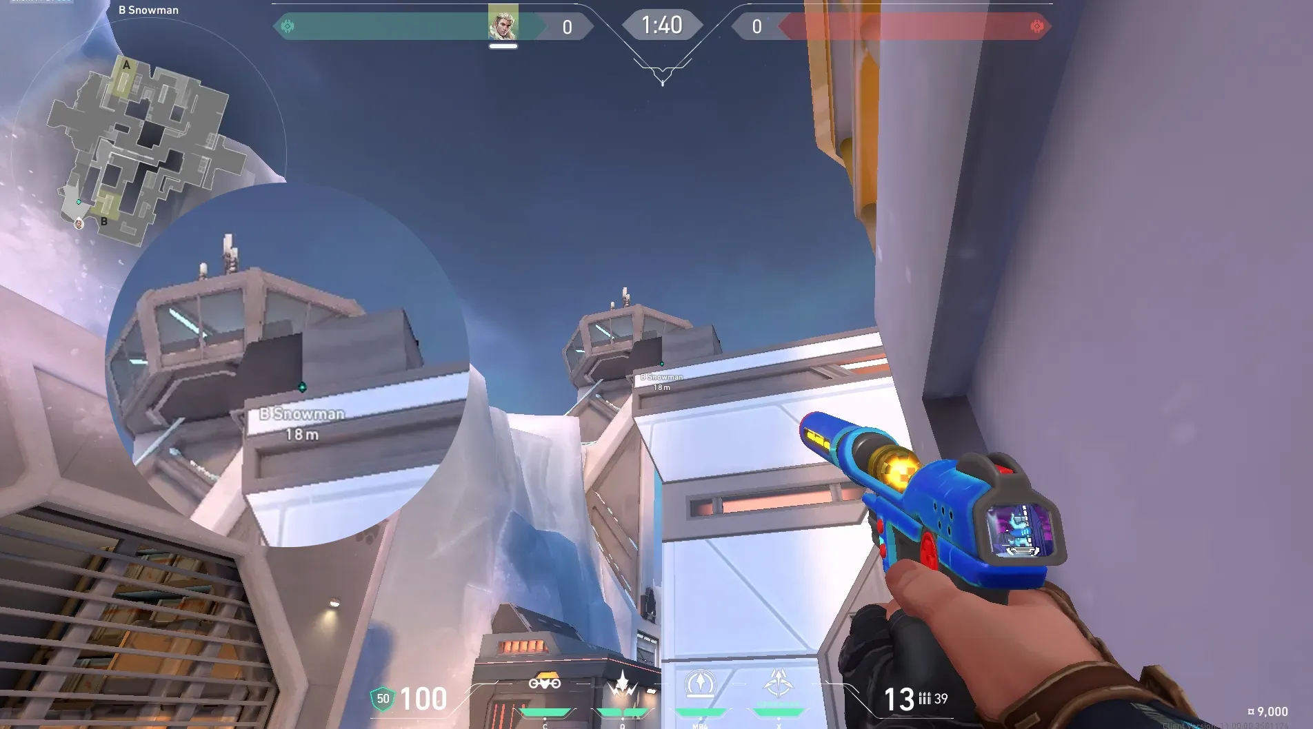 Sova Recon Bolt on Icebox Defense Site B — step 2 of 5: Aim — line up the shot