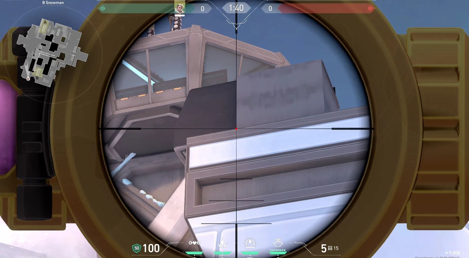 Sova Recon Bolt on Icebox Defense Site B — step 3 of 5: Aim — line up the shot