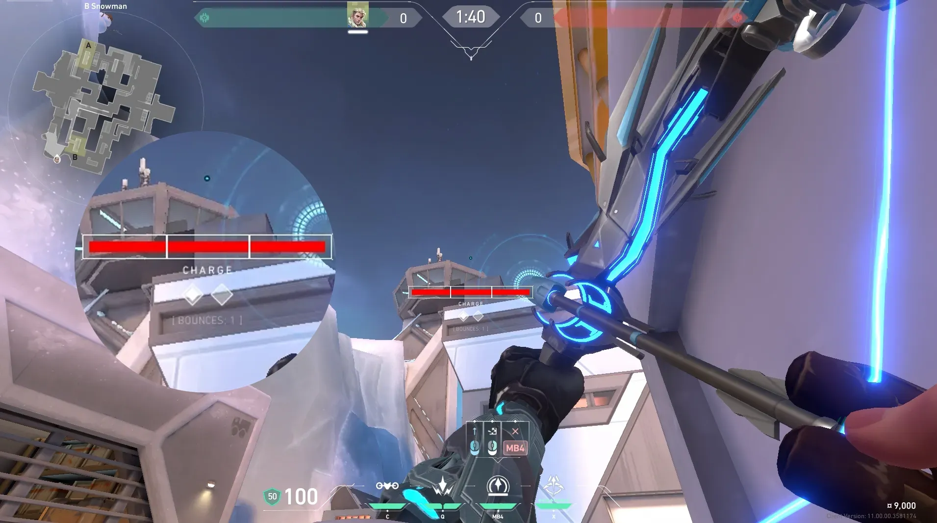 Sova Recon Bolt on Icebox Defense Site B — step 4 of 5: Aim — line up the shot