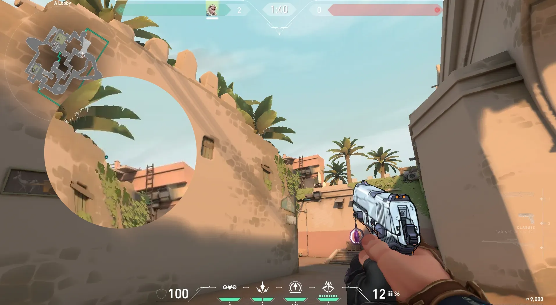 Sova Recon Bolt on Bind Attack Site A — step 2 of 5: Aim — line up the shot