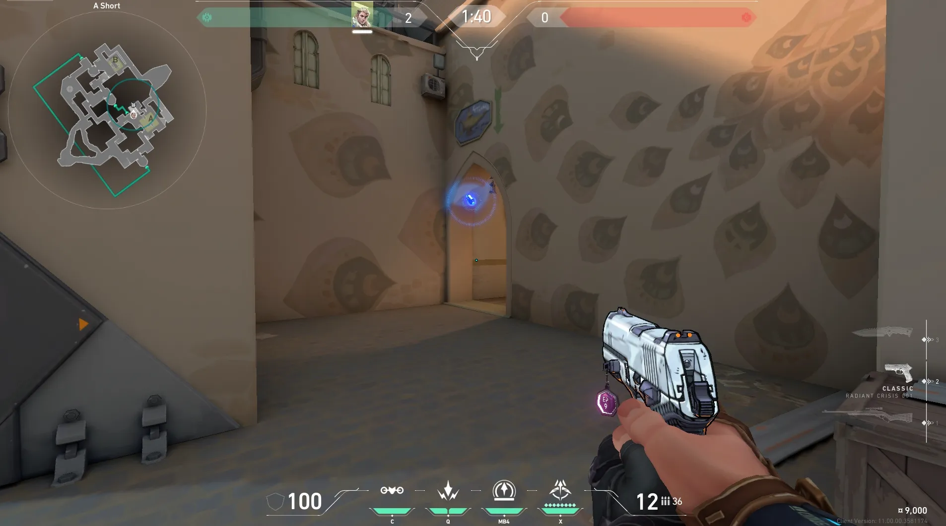 Sova Recon Bolt on Bind Attack Site A — step 4 of 5: Aim — line up the shot