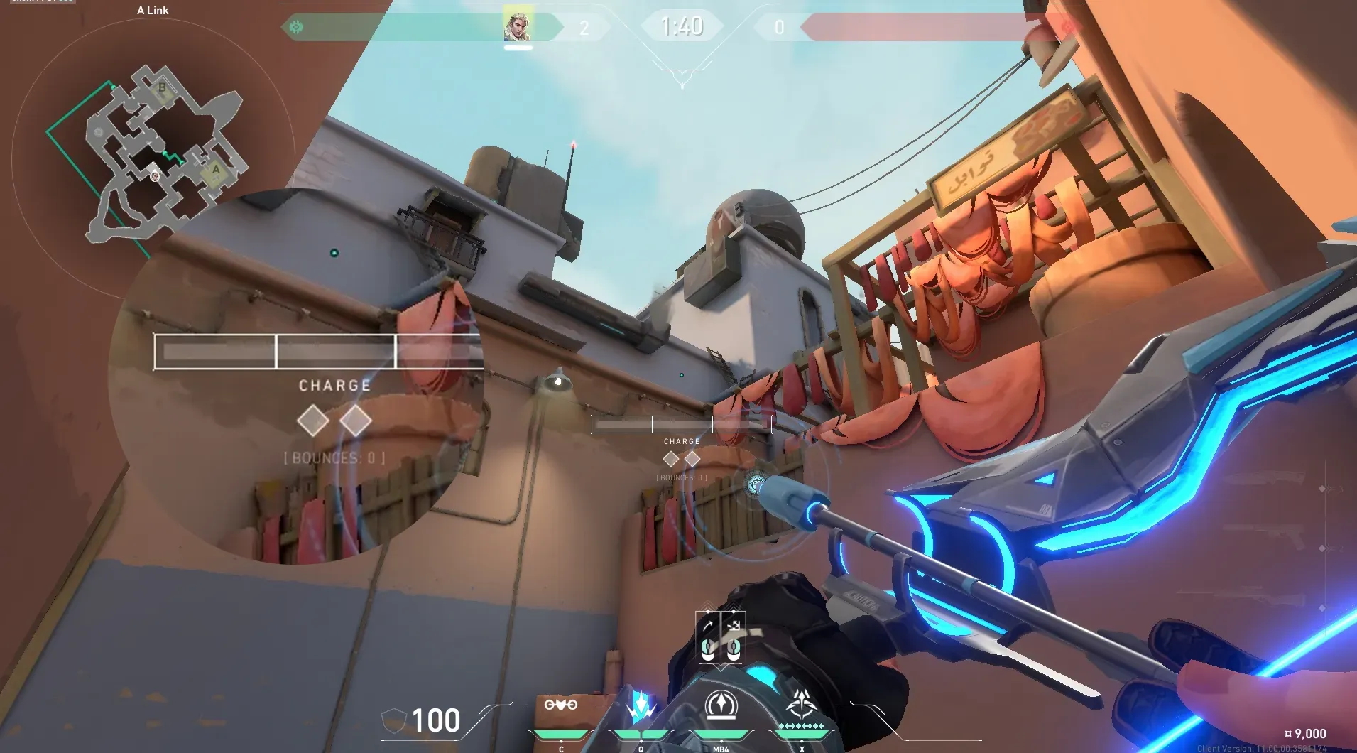 Sova Recon Bolt on Bind Attack Site A — step 4 of 5: Aim — line up the shot