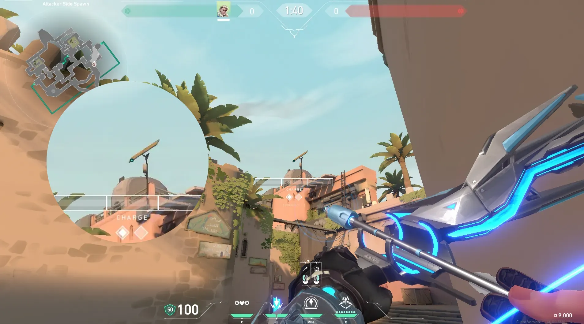 Sova Recon Bolt on Bind Attack Site A — step 2 of 4: Aim — line up the shot