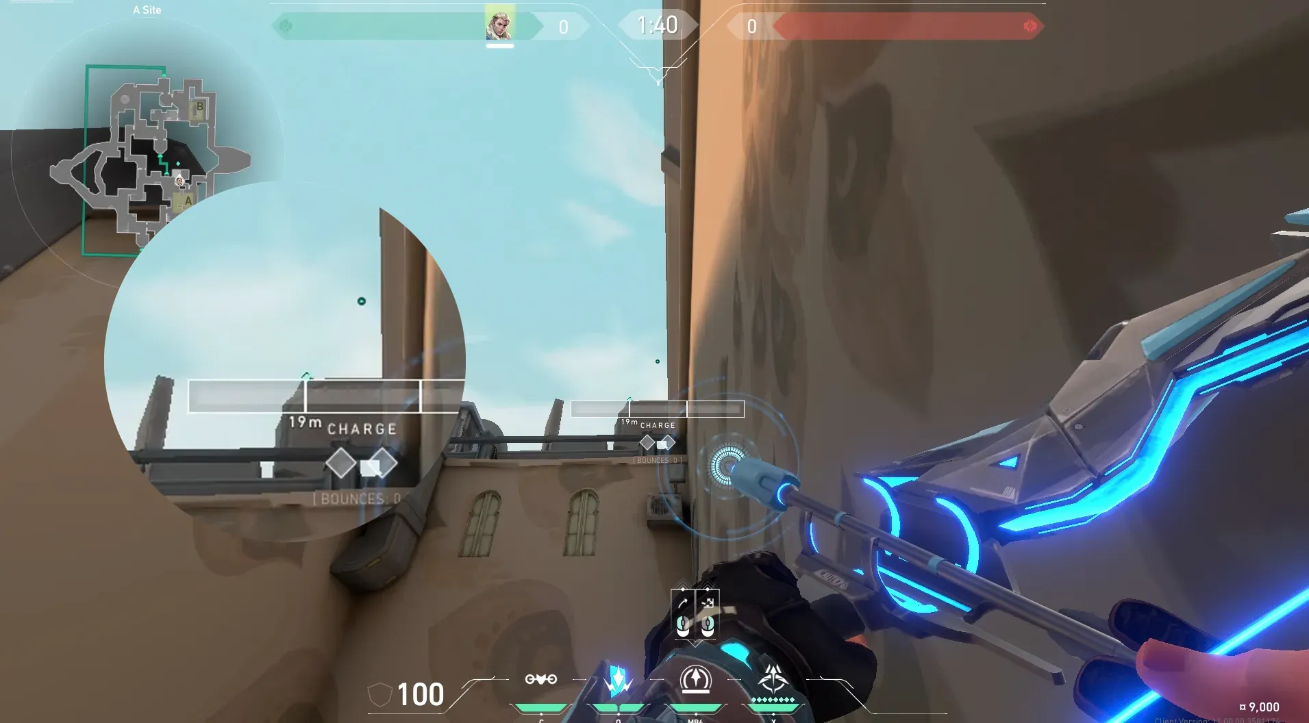 Sova Recon Bolt on Bind Defense Site B — step 4 of 5: Aim — line up the shot