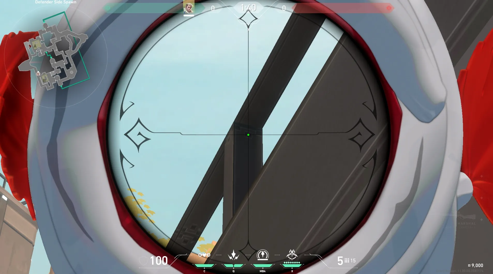 Sova Recon Bolt on Bind Defense Site A — step 3 of 5: Aim — line up the shot