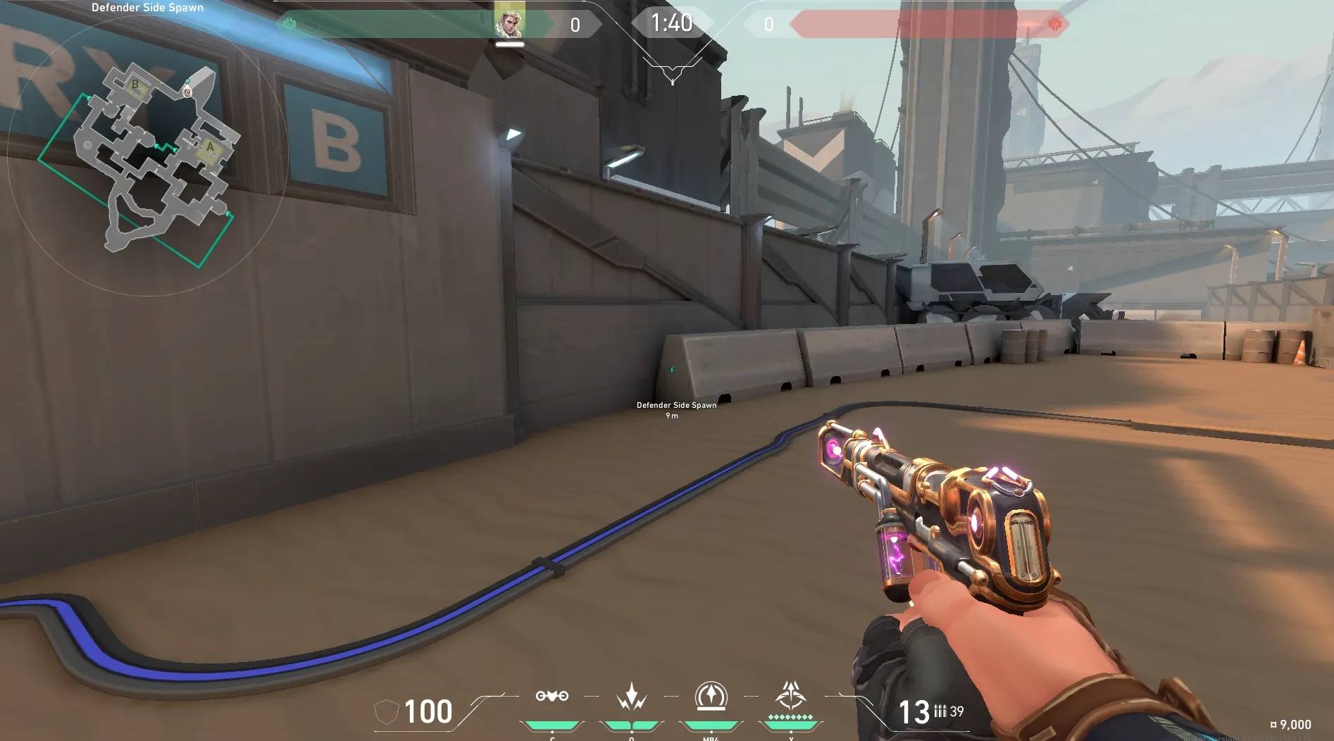 Defender Spawn to B Window (hookah) — Sova lineup on Bind