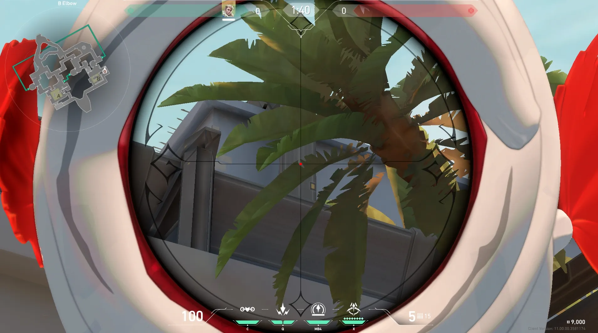 Sova Recon Bolt on Bind Defense Site B — step 3 of 5: Aim — line up the shot