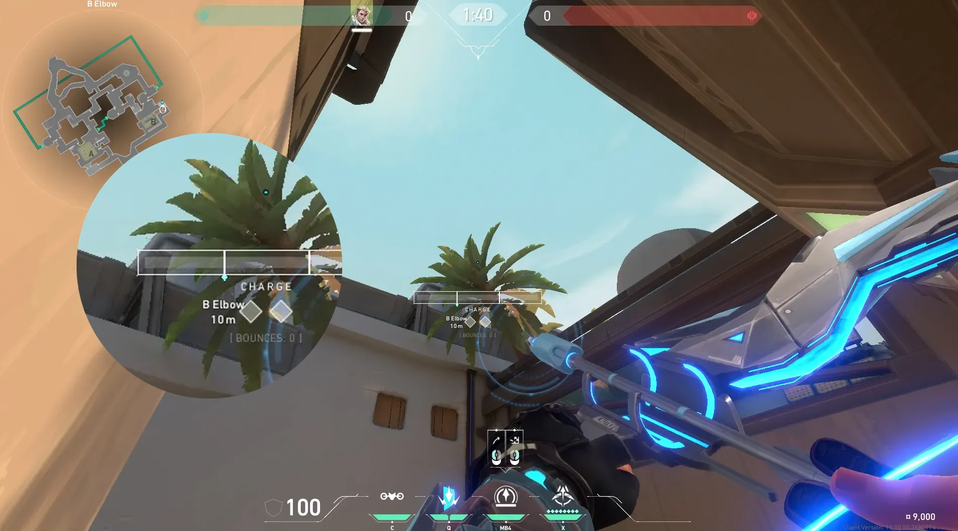 Sova Recon Bolt on Bind Defense Site B — step 4 of 5: Aim — line up the shot