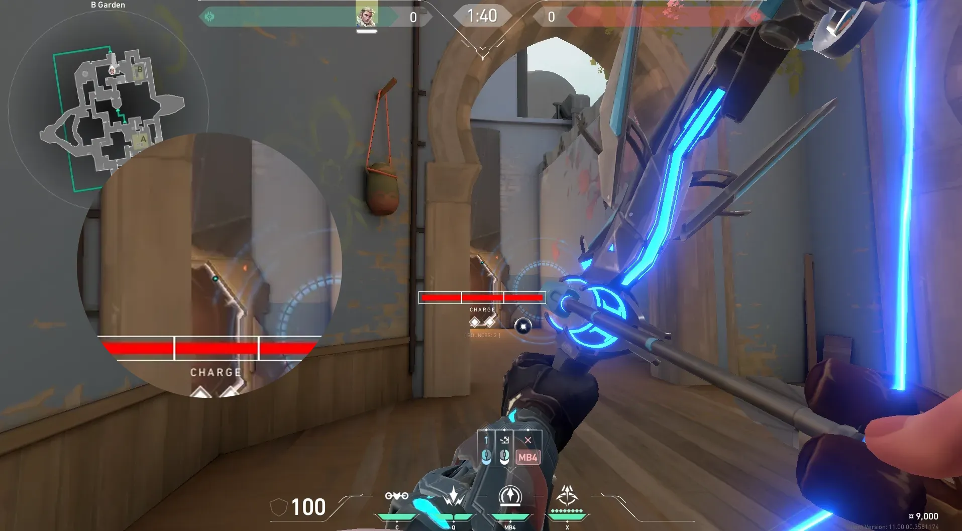 Sova Recon Bolt on Bind Defense Site A — step 2 of 4: Aim — line up the shot