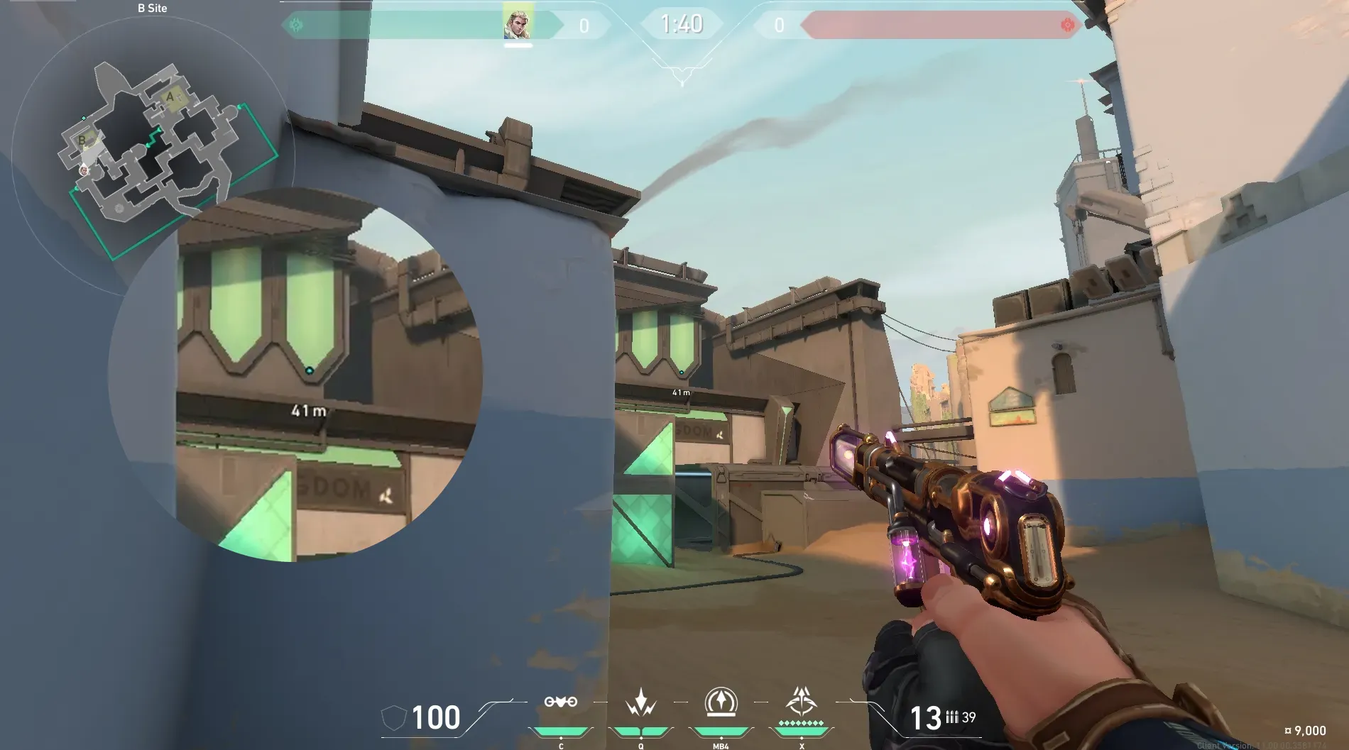 Sova Recon Bolt on Bind Defense Site A — step 2 of 5: Aim — line up the shot