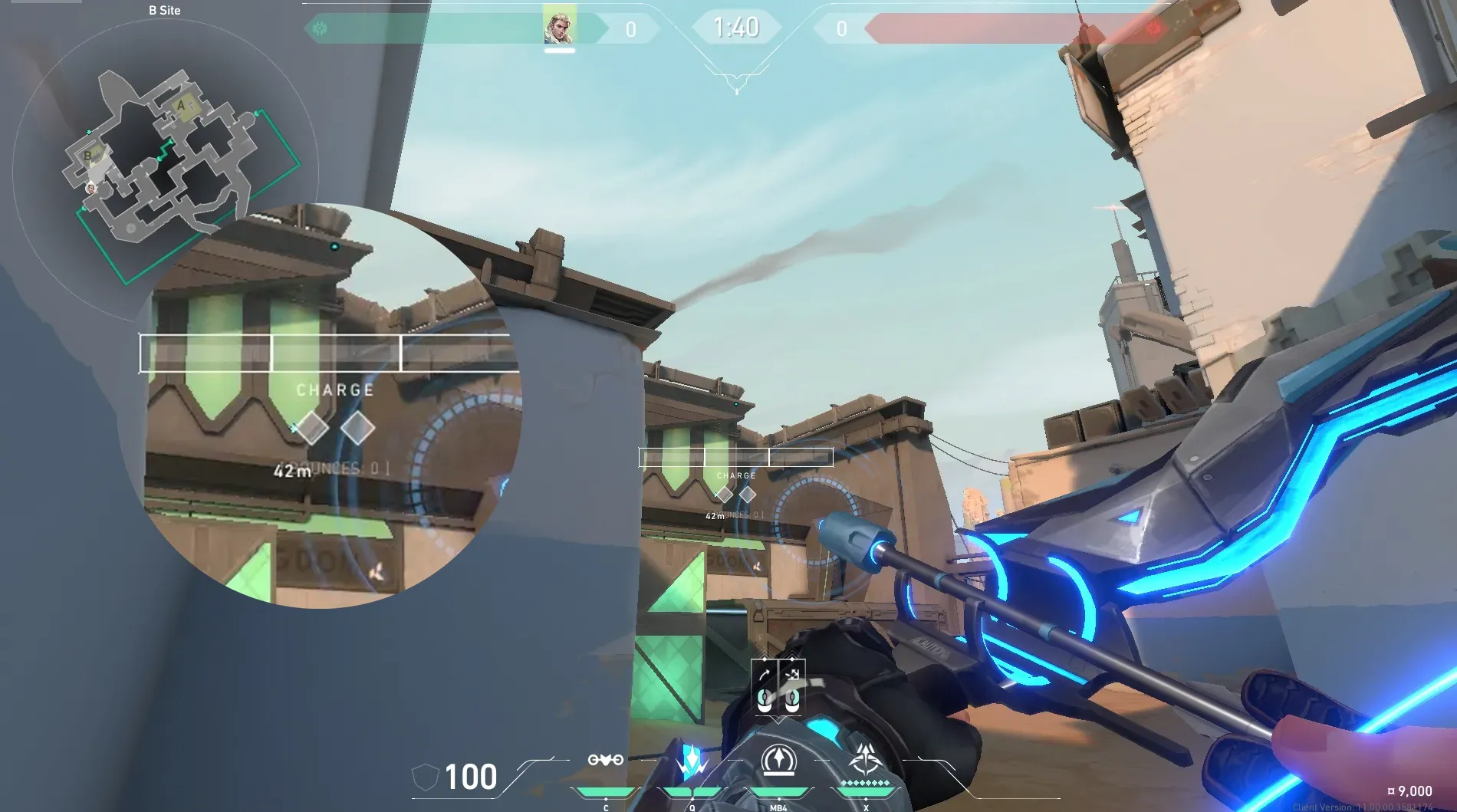 Sova Recon Bolt on Bind Defense Site A — step 4 of 5: Aim — line up the shot