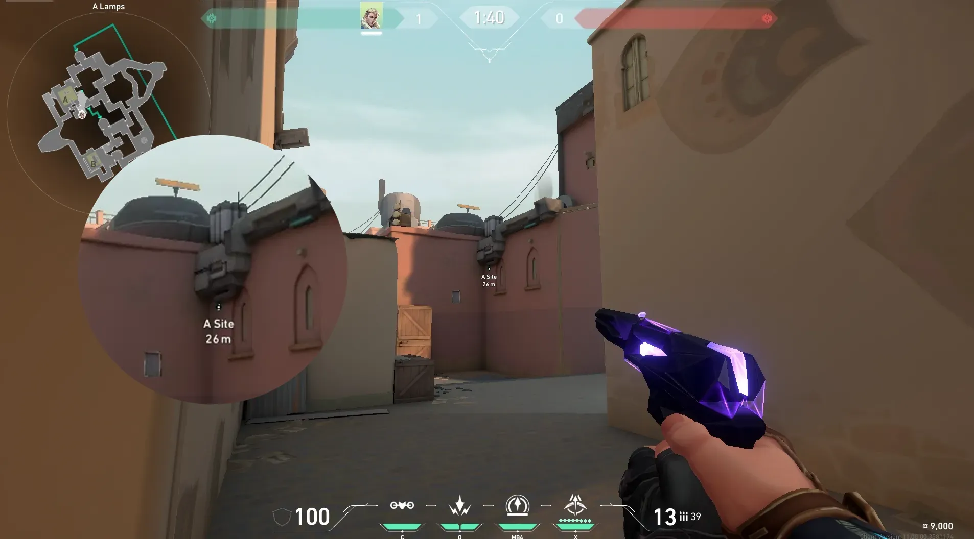 Sova Recon Bolt on Bind Defense Site A — step 2 of 5: Aim — line up the shot