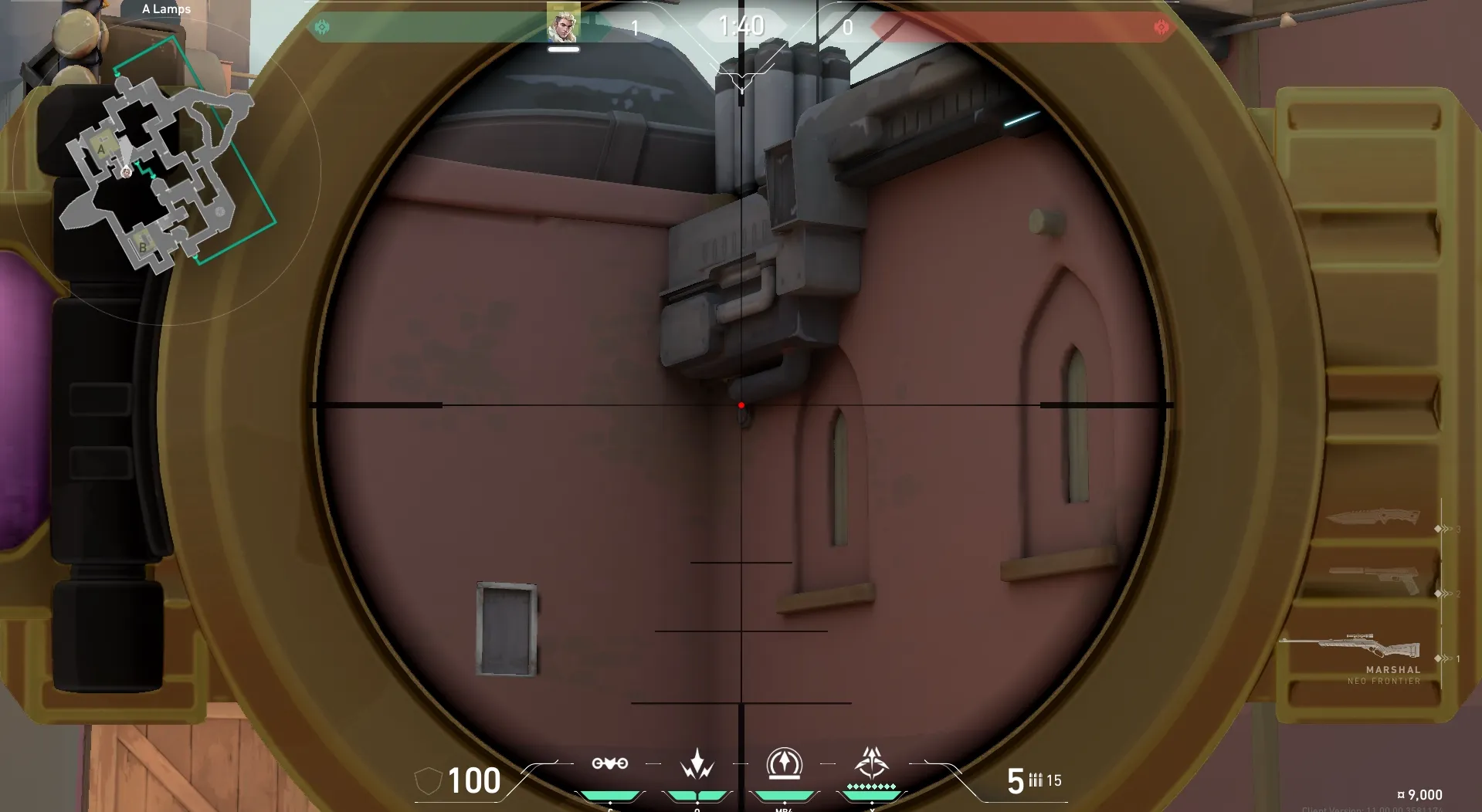Sova Recon Bolt on Bind Defense Site A — step 3 of 5: Aim — line up the shot