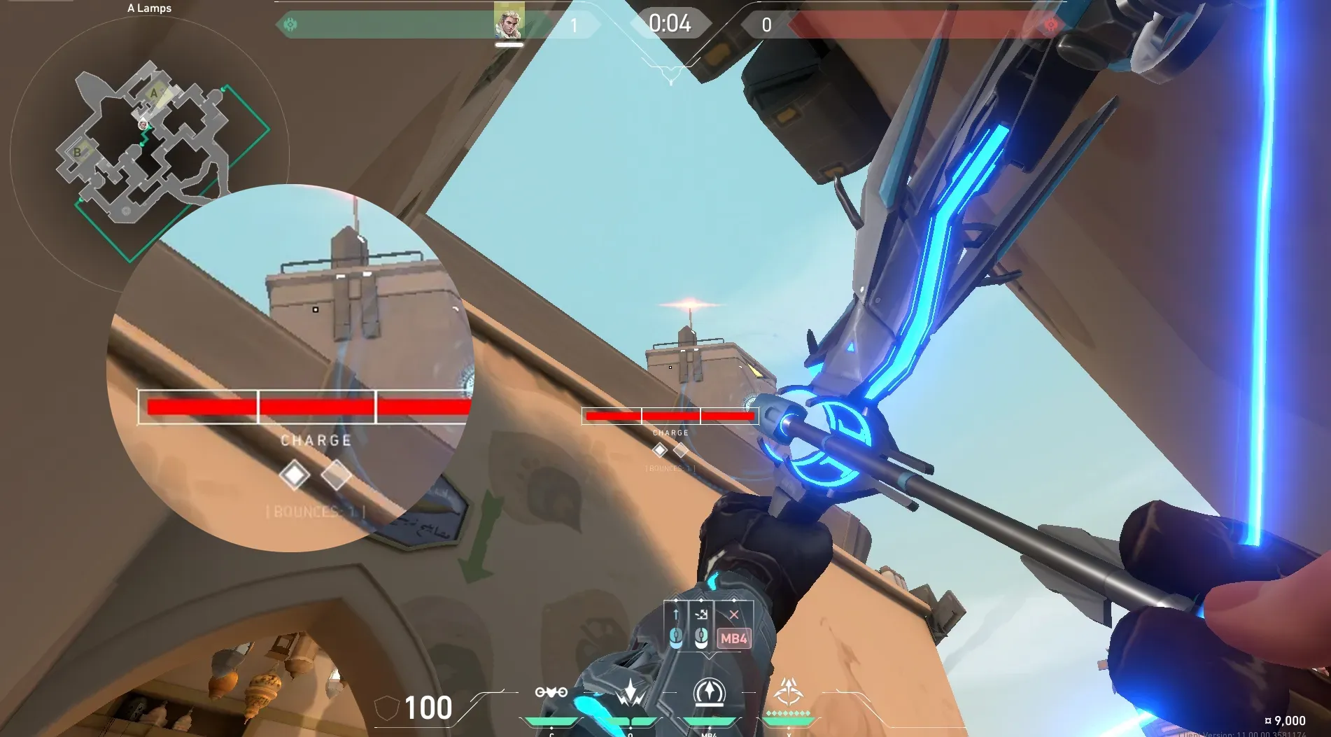 Sova Recon Bolt on Bind Defense Site B — step 4 of 6: Aim — line up the shot