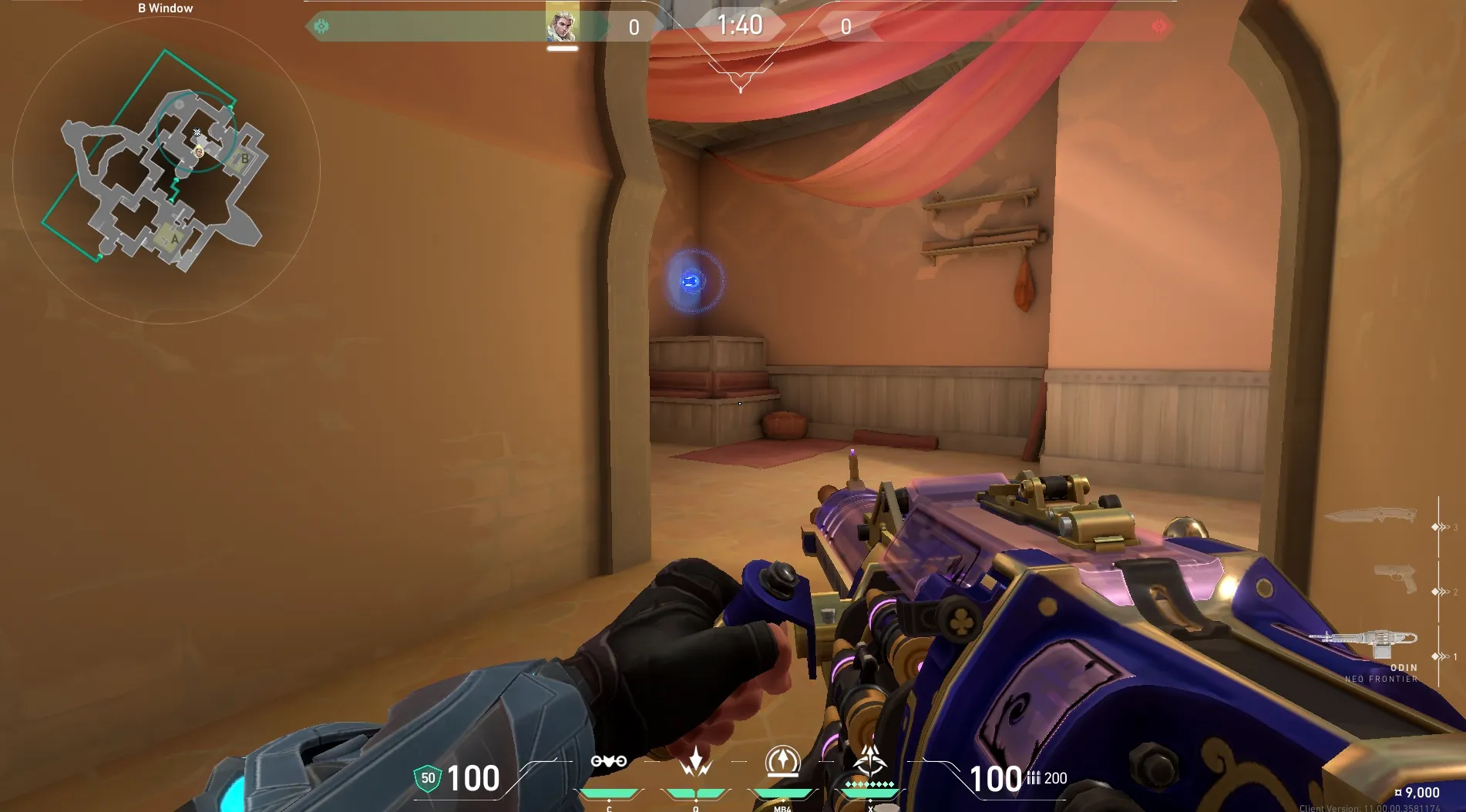 Sova Recon Bolt on Bind Defense Site B — step 5 of 6: Aim — line up the shot