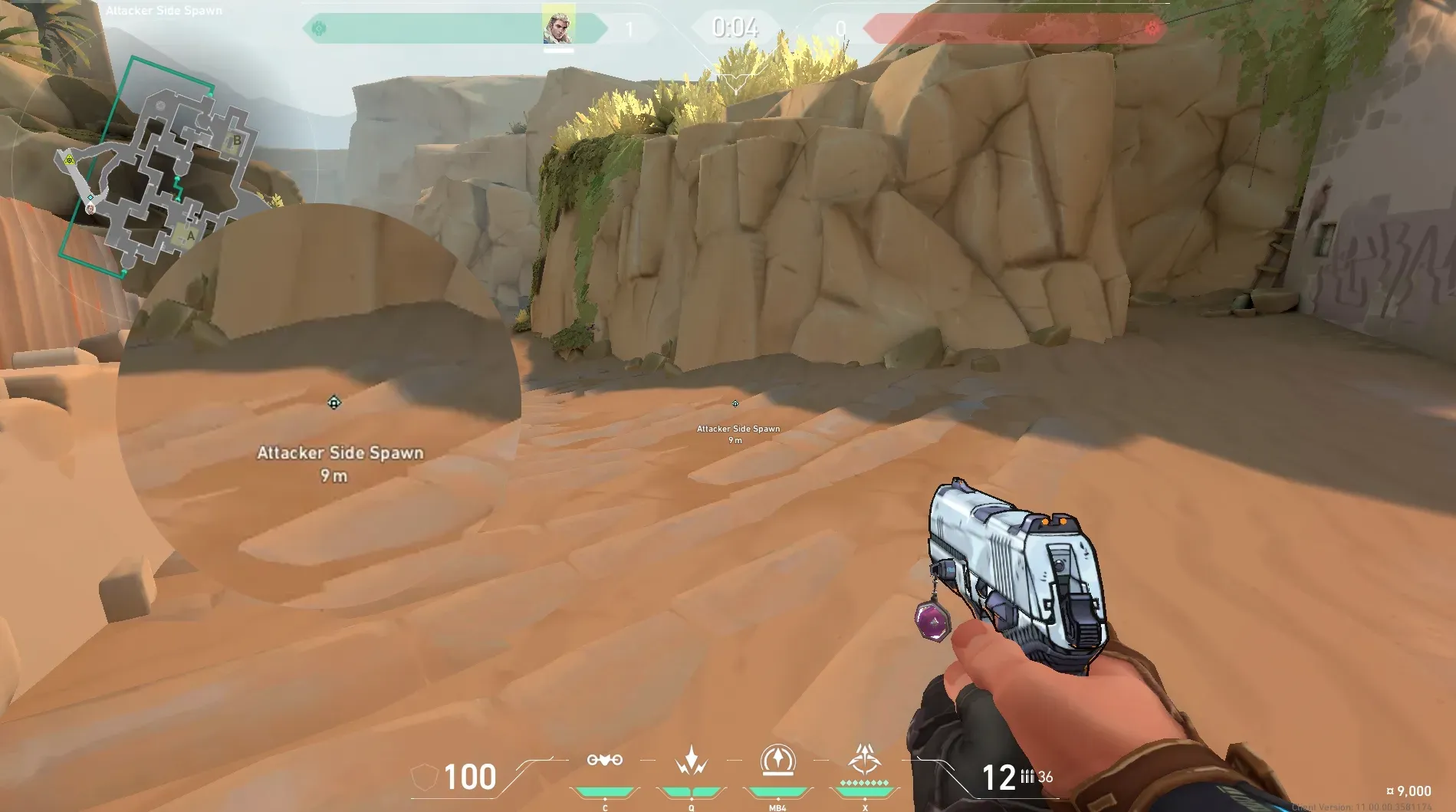 Sova Recon Bolt on Bind Attack Site B — step 2 of 5: Aim — line up the shot
