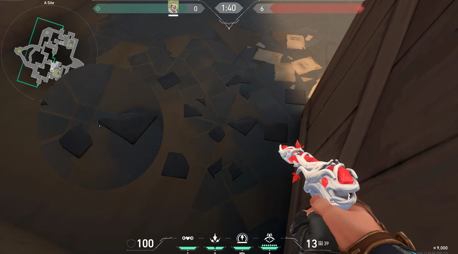 Sova Recon Bolt on Bind Defense Site B — step 2 of 4: Aim — line up the shot