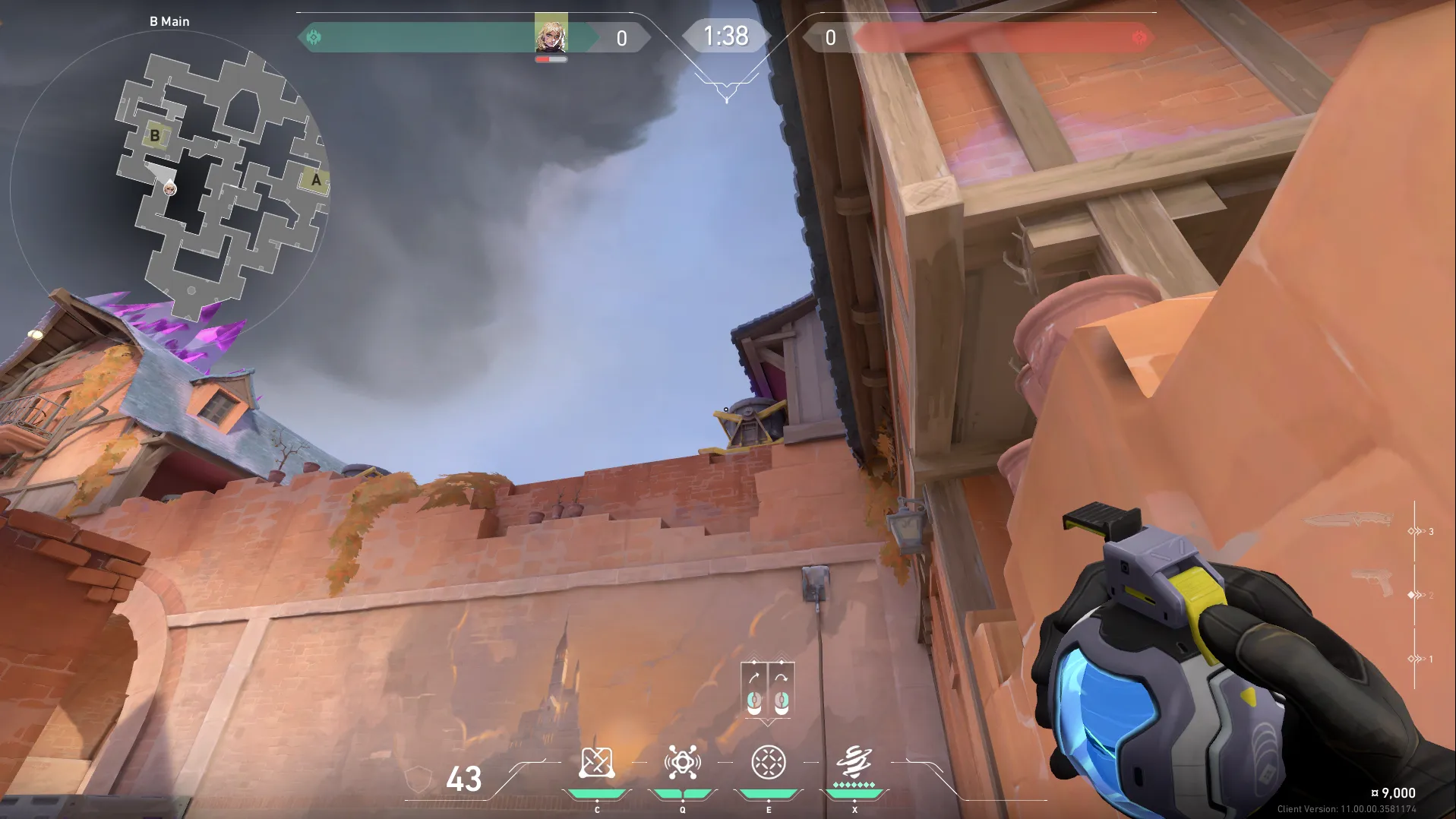 Deadlock GravNet on Corrode Attack Site B — step 2 of 3: Aim — line up the shot