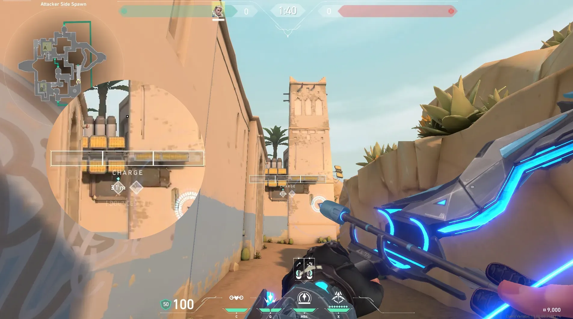 Sova Recon Bolt on Bind Attack Site A — step 5 of 7: Aim — line up the shot