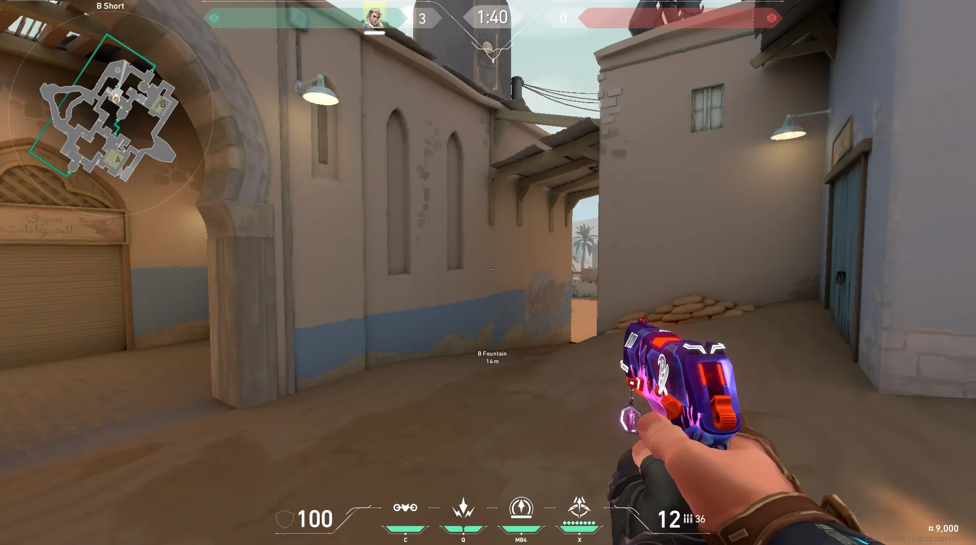 B Short to B Exit Teleporter #3 (wallbang) — Sova lineup on Bind