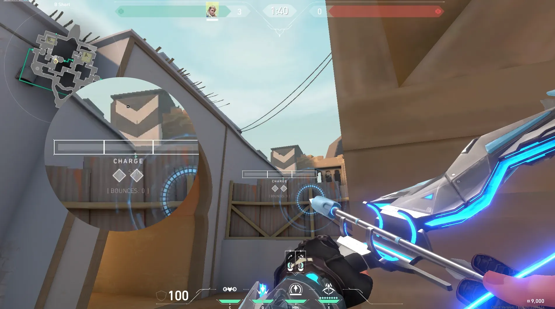 Sova Recon Bolt on Bind Attack Site B — step 4 of 5: Aim — line up the shot