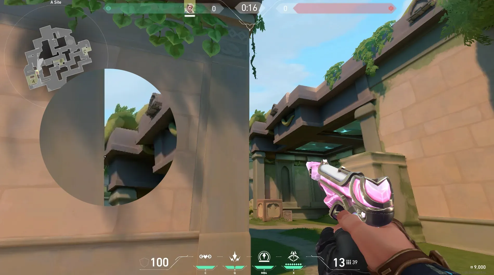 Sova Recon Bolt on Lotus Attack Site A — step 2 of 4: Aim — line up the shot